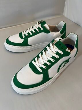 LOCI White and Green Low-Top Designer Sneakers. Unisex. EU 43. NWOB